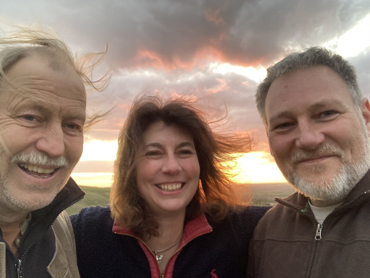 Just spent a weekend of bronze casting &amp; flintknapping with these two legends <a href="/neil_burridge/">Neil Burridge</a> &amp; <a href="/PrimitiveTechUK/">Karl Lee</a> at <a href="/berrycroft_hub/">Berrycroft Hub</a>. Together they have over 55 yrs of combined prehistoric craft experience!
(enjoying the sunset by the #BronzeAge Uffington White Horse hill figure)