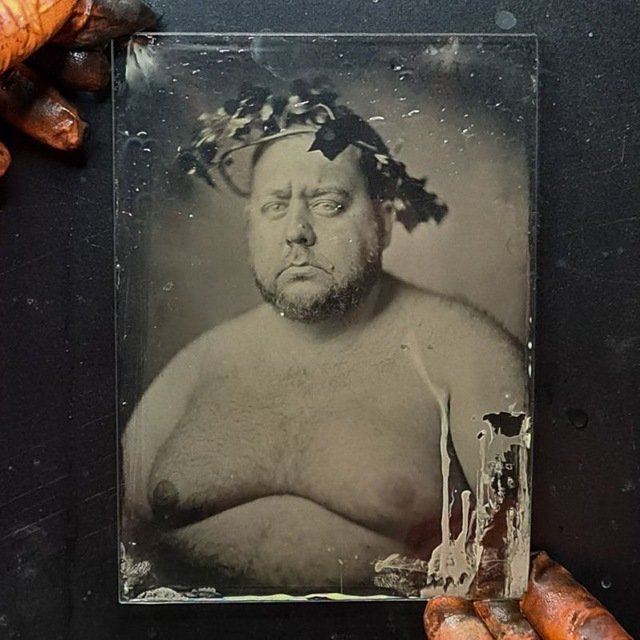 This summer I was on a residency in Lithuania, where we shot different formats of film, also made ambrotypes and degerotypes. And I had a master class on ambrotypes! It was incredible The photo on the glass. 
Photographer Arutras Šištokas