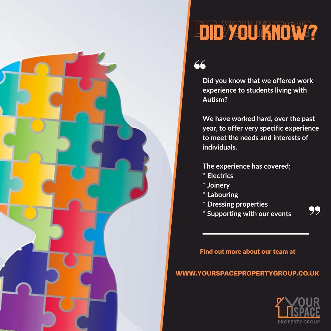 YourSpacePrope1's tweet photo. #AutismAwareness is something that we are all passionate about at Your Space 🙌🏻 &amp; for the past year we have worked closely with a local, specialist school, to offer #workexperience and #Employment to their students 👷🏻‍♂️👷🏽‍♀️ who are living with #Autism 

#YSPG
 #hollisticapproach https://t.co/t1ASO9SmX6