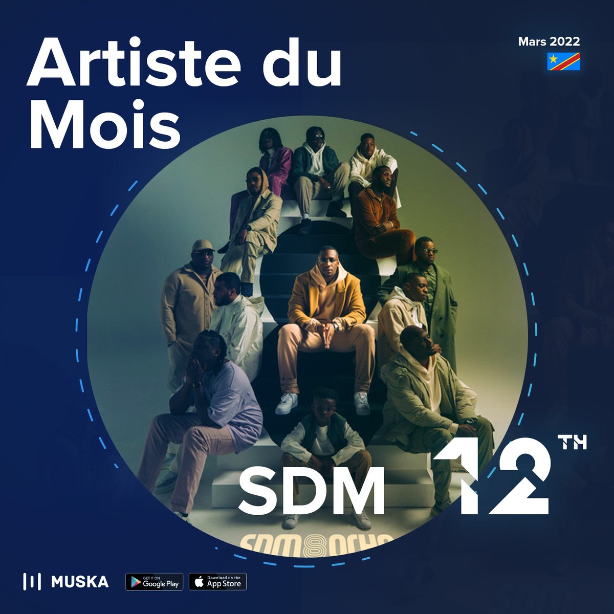 muskaapp's tweet photo. Muska RDC🇨🇩
Découvrez le classement du top 20 Muska Rdc du mois de mars 2022!!!
Le Rappeur, #SDM occupe la 12e place de ce classement du mois🏅🎧
Téléchargez l'App Muska 👉 https://t.co/y2kj9pKbJx📲
#muska #RDC #classement #muskatop20 #mars22 https://t.co/cPufmVdEWr