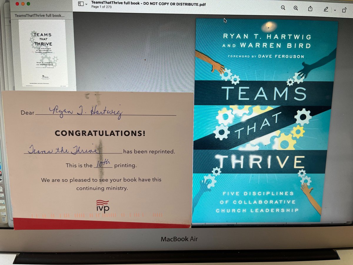 Can't believe teamsthatthrivebook.com, co-authored with <a href="/warrenbird/">Warren Bird</a>, is in its 10th printing, and continues to equip leaders to building thriving leadership and ministry teams! If you haven't yet, grab this research-based, practical book to help your team go to the next level.
