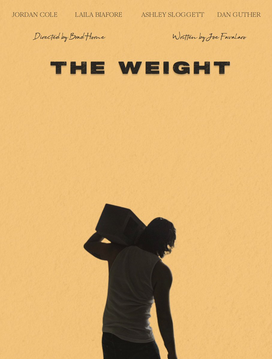 TheWeightfilm's tweet photo. The Weight.
Coming soon.
Starring Jordan Cole, Laila Biafore, Ashley Sloggett with Dan Guther.
Directed by Brad Horne.
Written by Joe Favalaro.
#filmmaking #shortfilm #indiefilm #screenwritng https://t.co/5wsrfKX89P