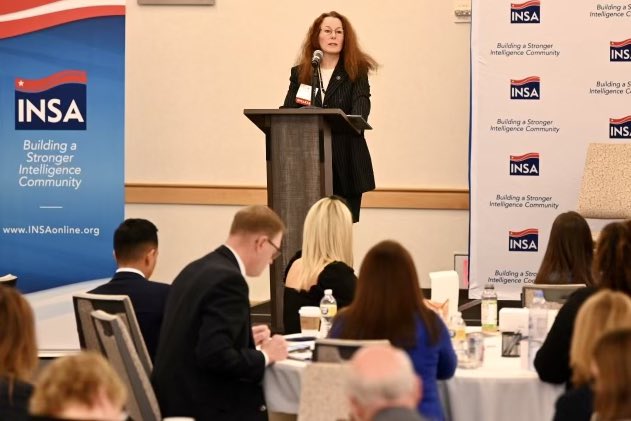 INSAlliance's tweet photo. Afternoon keynote, Dr. Catherine Marsh, stresses the need for high-risk, high-reward solutions at @IARPAnews, welcoming disruptive and game-changing technologies. #INSALeadership https://t.co/dOxqwj4FAP