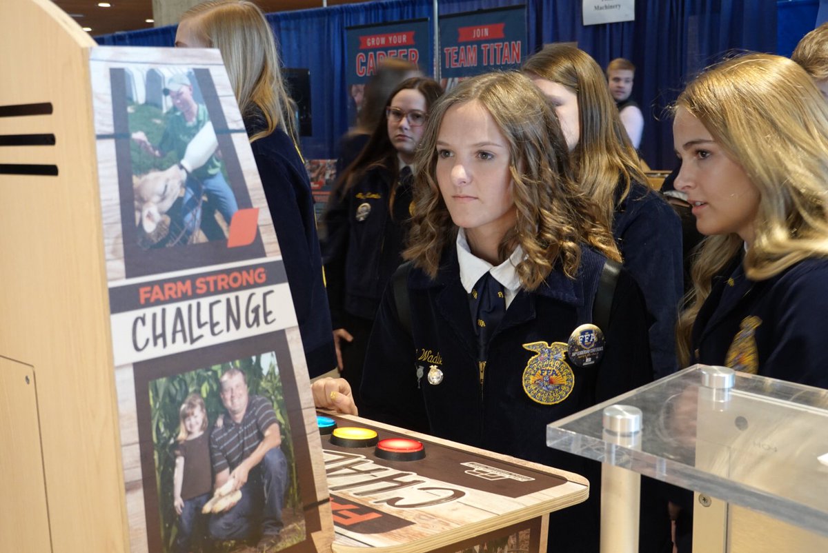 IowaFarmBureau's tweet photo. So glad to be back with these bright young students at @iowaffa’s 2022 Leadership Conference in Ames!
We’re having fun quizzing them about meat’s nutrition & ag’s sustainability, as they spin to win some highly sought-after prizes.
#FFA #IASLC22 #IowaFFA @NationalFFA https://t.co/MvVoCNiPNj