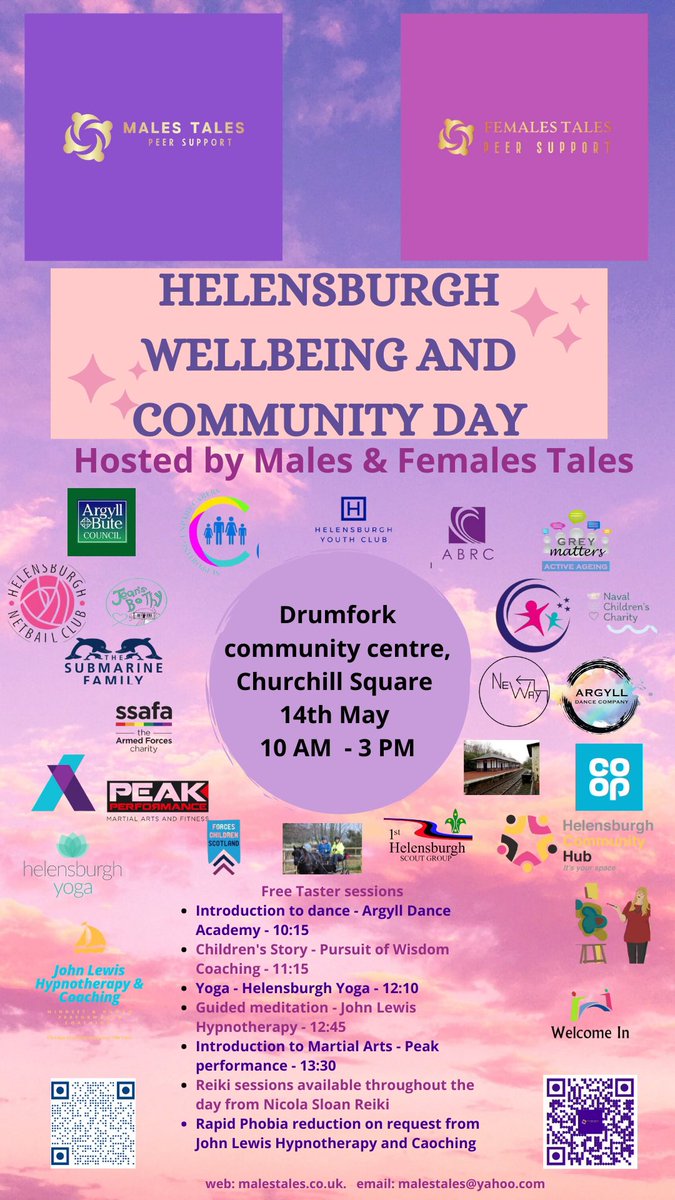 Wellbeing and community day in Helensburgh hosted by ourselves. Free to all, there is something for everyone.
<a href="/AdvisorPupil/">Emer Flett - Service Pupil Advisor Helensburgh</a> <a href="/DestHelensburgh/">Destination Helensburgh</a> <a href="/helensburghadv/">Helensburgh Advertiser</a> <a href="/HBurghNetball/">Helensburgh Netball</a> <a href="/HallHelensburgh/">HelensburghCommunityHub</a> <a href="/BothyJeans/">JeansBothy</a> <a href="/HermitageAcad/">Hermitage Academy</a> <a href="/CdreJimPerks/">Jim Perks CBE</a> <a href="/in_ssafa/">Ssafa Faslane In Service</a> <a href="/argyllandbute/">Argyll and Bute Council</a> <a href="/HelensburghRFC/">Helensburgh RFC</a>