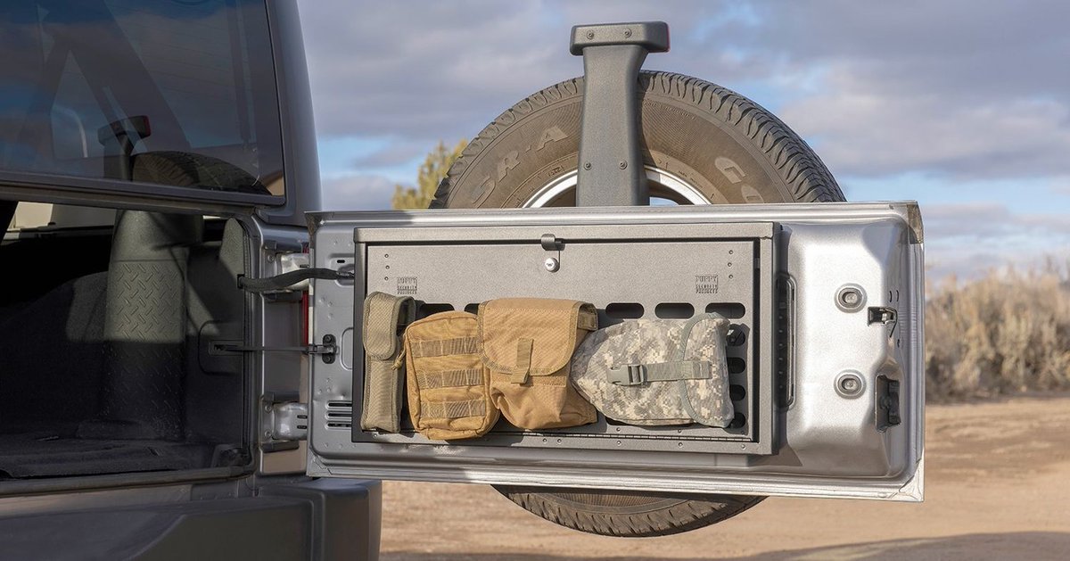 TuffyProducts's tweet photo. Equip your Jeep with tactical storage. Our Tailgate Lockbox MOLLE comes with internal gear loops and a 3-point security lock for Jeep Wrangler JL/JK.

Shop Today --> https://t.co/gPsUP64qMB

#tuffy #tuffyproducts #jeep #jeepwrangler #jl #jk #offroad #overland #safe #molle https://t.co/Sdk83WKZvh