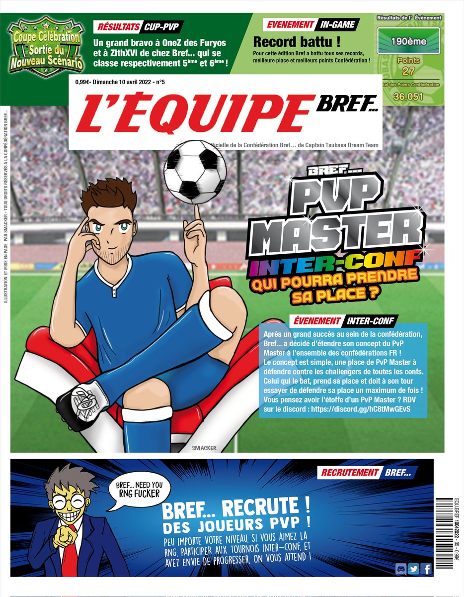 BrefCtdt's tweet photo. Salut #CaptainTsubasaDreamTeam on vous invite à montrer vos talents pvp sur le "PVP Master". Un concept en interne qui marche très bien depuis un an. 
Nous ouvrons nos portes à tous 😊.
Il suffit de rejoindre le discord associé pour y participer https://t.co/vytMPjtfih 😉 https://t.co/SMK5QMdZ6P
