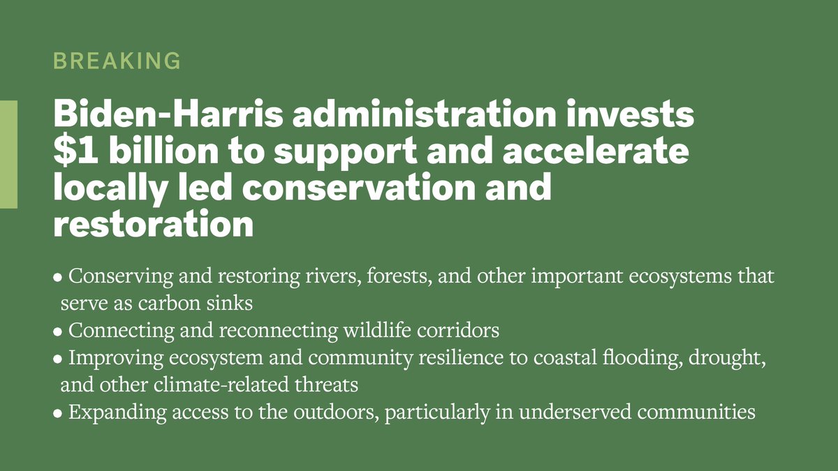 Wilderness's tweet photo. 🥳 Breaking great news!
The Biden administration just announced $1 billion in conservation and restoration investments to accelerate land, water, and wildlife conservation efforts across the country. #AmericaTheBeautifulChallenge
👉 https://t.co/hcjnMhPqt8 https://t.co/wA7t0q7Lkx