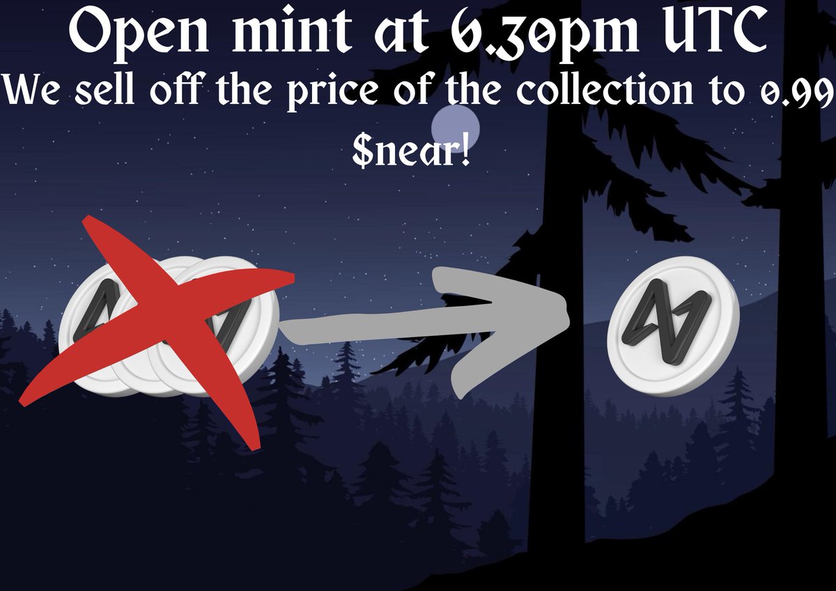 Time are tough on Near for NFTs collection. 

We got plan for future and we intend to achieve our goals (graveyard, dashboard, holders map...) 

This is why we decided to sell off the price of the collection to 0.99 $near! 
Mint will be open to everyone at 6.30pm UTC to everyone.