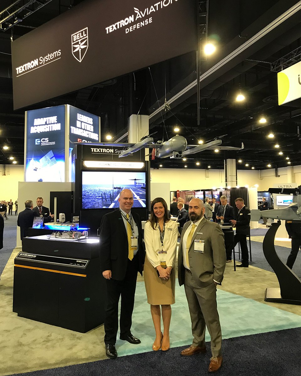 Textron's tweet photo. #DYK the @TextronAviation, @TXTSystems, and @BellFlight teams were at Quad A and @SeaAirSpace last week? All these teams were able to showcase the latest Textron #innovations and technologies. #WeBuildCoolThings #AAAA #aviation #helicopters https://t.co/PXscba7dCU