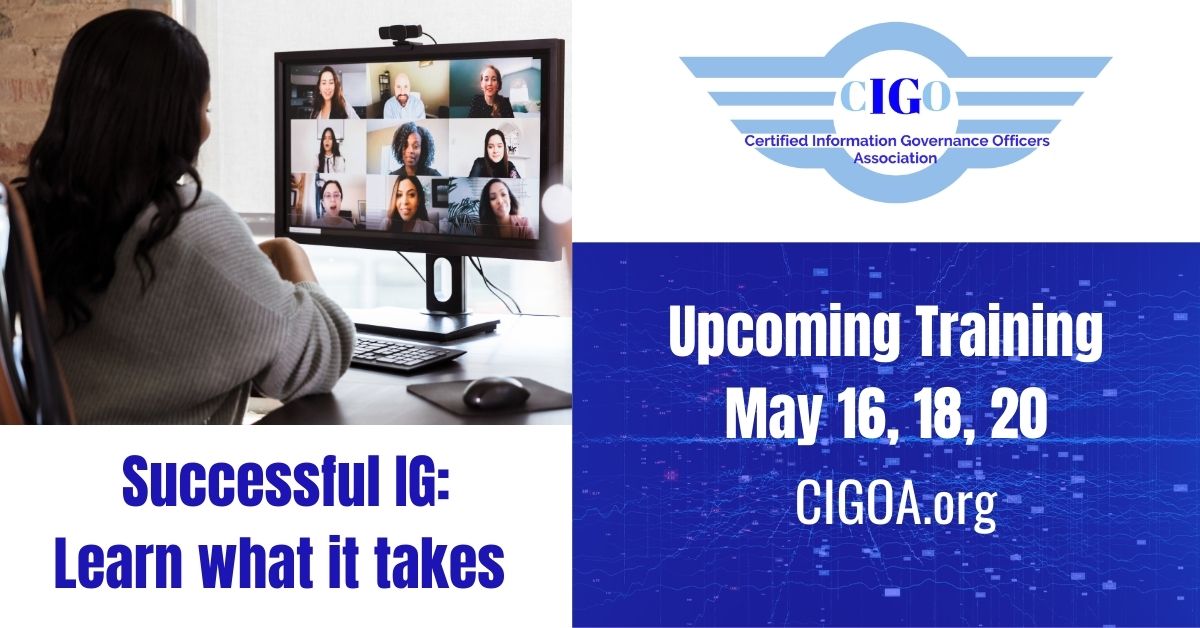 CIGOAorg's tweet photo. The next CIGO certification class is on May 16, 18, &amp; 20! The class is taught by a team of experts led by #infogov expert trainer @RobertSmallwood. Sign up today: https://t.co/jSY9ed1JIG
 
 #training #certification https://t.co/LdGFQBd6OV