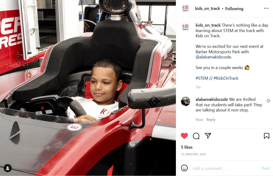 AlabamaKidsCode's tweet photo. We can't wait to learn how STEM is utilized on the track.

Excited to partner with @Kids_On_Track, to introduce our students to this experience!
#STEM #STEAM #KidsOnTrack #AlabamaKidsCode https://t.co/vVGSVgPeCp