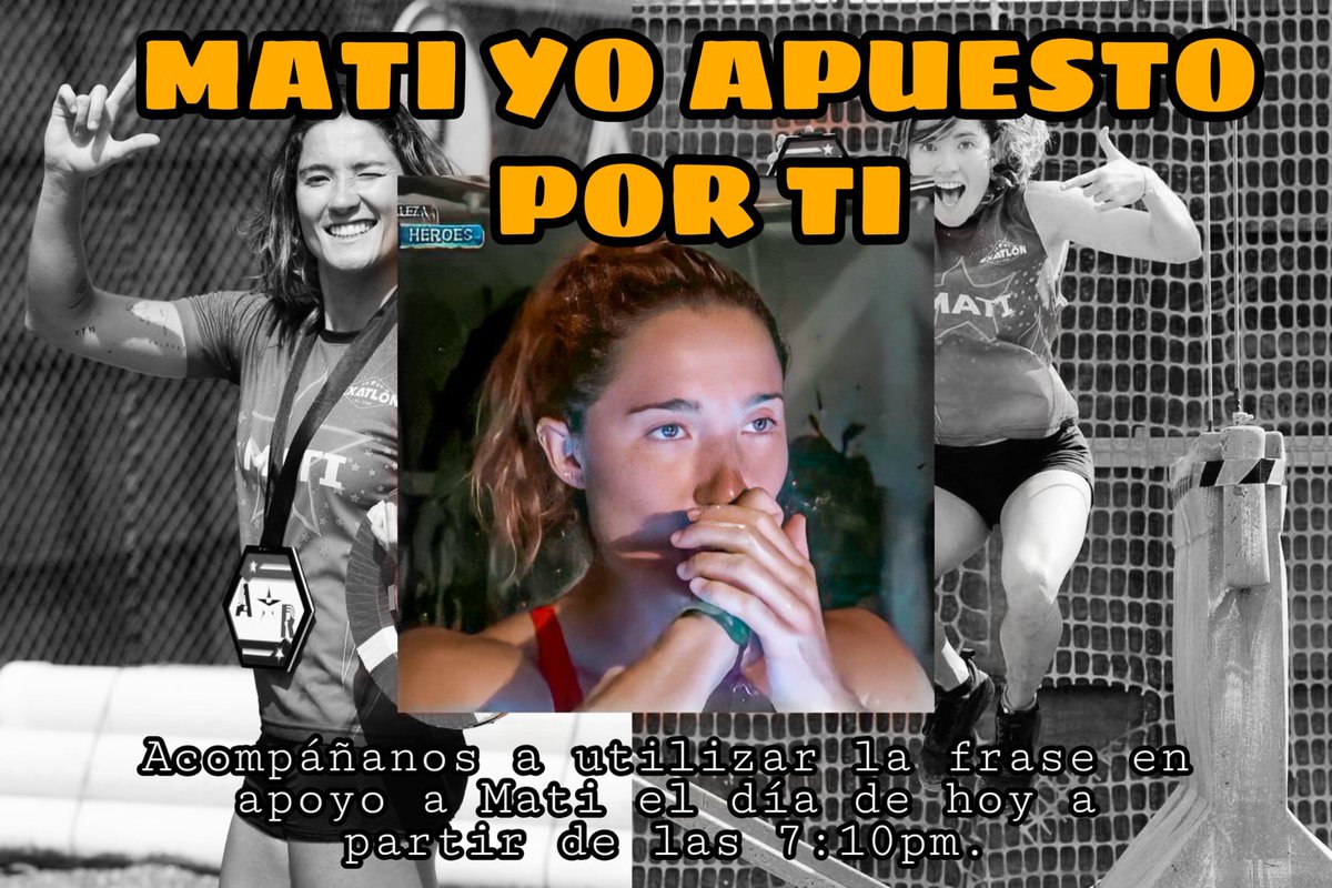35Ratas's tweet image. ⚠️ ATENCIÓN MATI STAN ⚠️
Esta semana comienzan los juegos clasificatorios para seguir avanzando en Exatlón, así que los invitamos a usar la frase MATI YO APUESTO POR TI para mandarle amor y buena vibra a Mati. Y que sepa que siempre apostaremos por ella, pese a todo ❤️