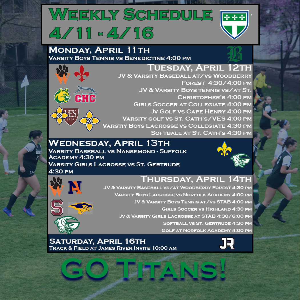 TES_Athletics's tweet photo. The sun is shining, the birds are chirping and THE TITANS ARE HERE. We've got a packed week around campus so be sure to get out and enjoy the great weather while supporting our teams!

Let's Go Titans! https://t.co/gQnHLwp7o1