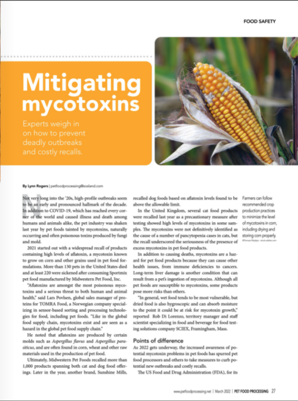 SCIEXnews's tweet photo. "Not long into the '20s high-profile outbreaks seem to be an early and pronounced hallmark of the decade. In addition to COVID-19 [...]the pet industry was shaken last year by pet foods tainted by mycotoxins, naturally occurring often poisonous toxins produced by fungi and mold." https://t.co/tpAy7O9gmg
