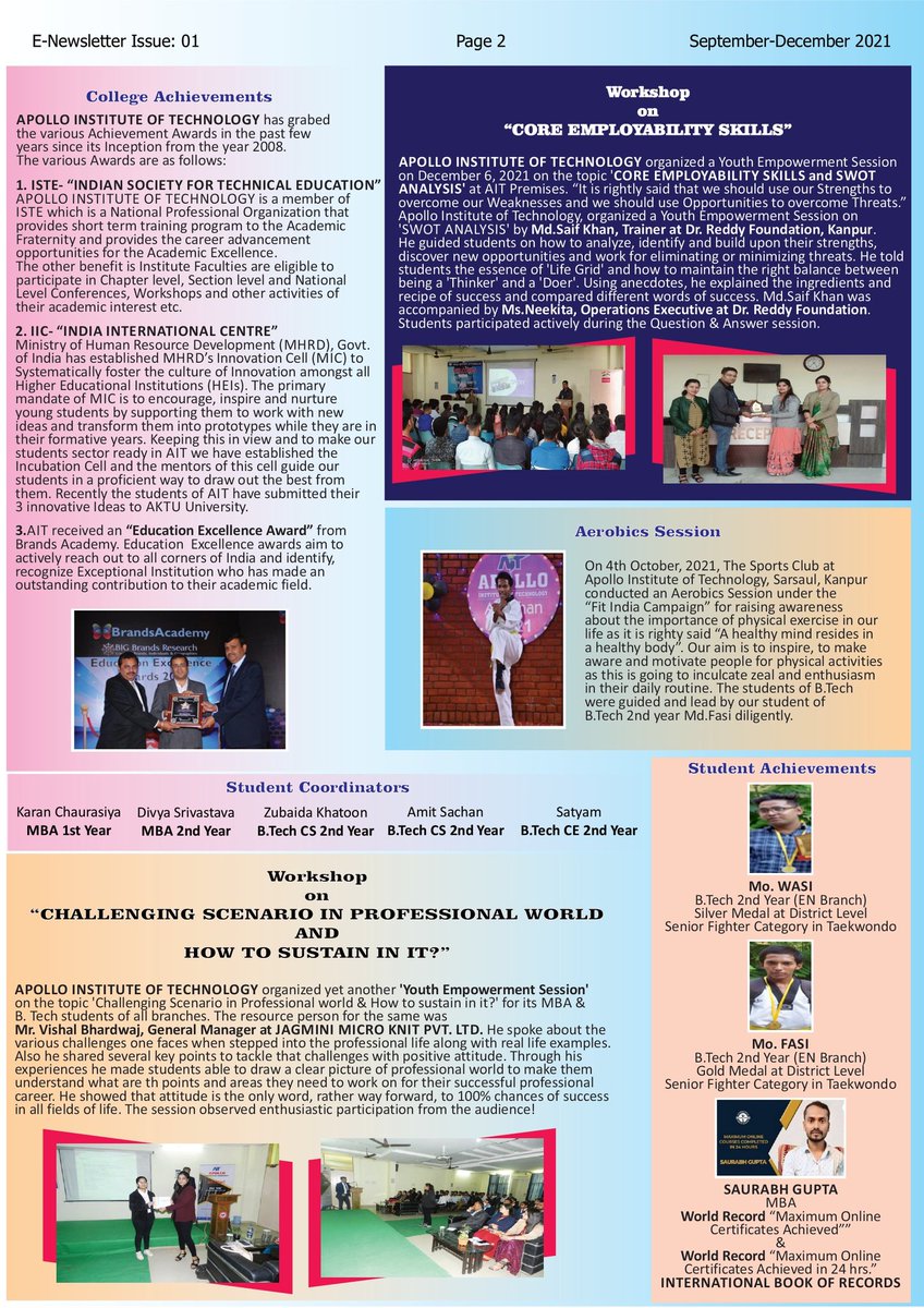 ApolloKanpur's tweet photo. "The only way to discover the limits of the POSSIBLE is to go beyond them into the IMPOSSIBLE"

AIT is glad to share the Release of its First Edition of E-Newsletter - *INSIGHTS*

Happy Reading!!

#ENewsletter #Inauguration #Release01 #Innovation #Platform #Achievement #AITFamily https://t.co/4s4z1RkuaG