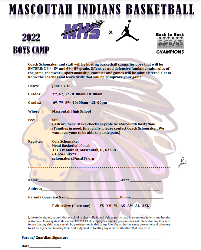 CoachSchoMHS's tweet photo. SAVE THE DATE! Our boys camp will be back in June for boys entering 3rd-8th grades! Registration forms will be sent out soon. Hit me up with any questions. schomakerc@msd19.org @MHS19_ATHLETICS @MHS19Basketball https://t.co/ihgpvjgycR