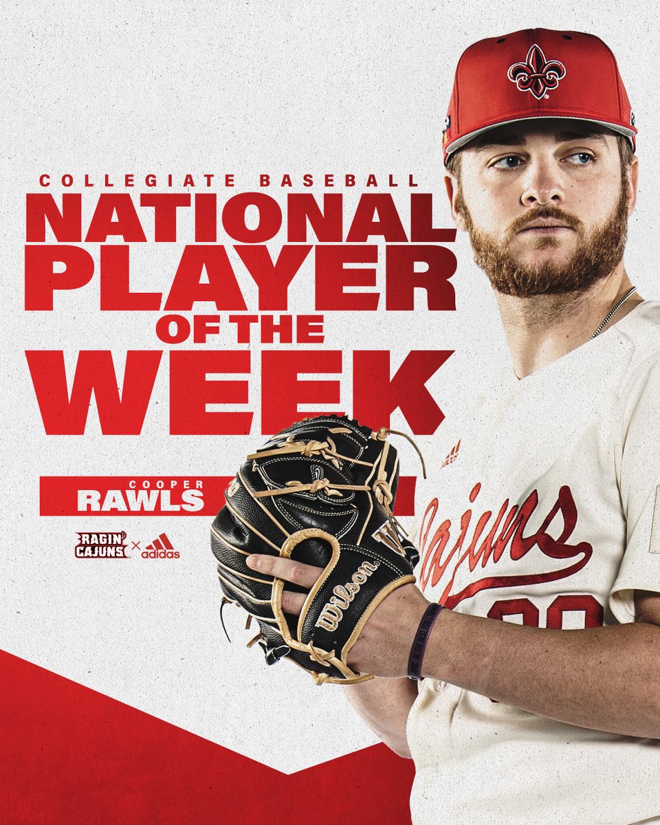 RaginCajunsBSB's tweet photo. 👏 Collegiate Baseball National Player of the Week for Cooper Rawls 🏆

📰 https://t.co/XHiCIx2iQe

#GeauxCajuns ⚜️ https://t.co/n7puCEg8t7