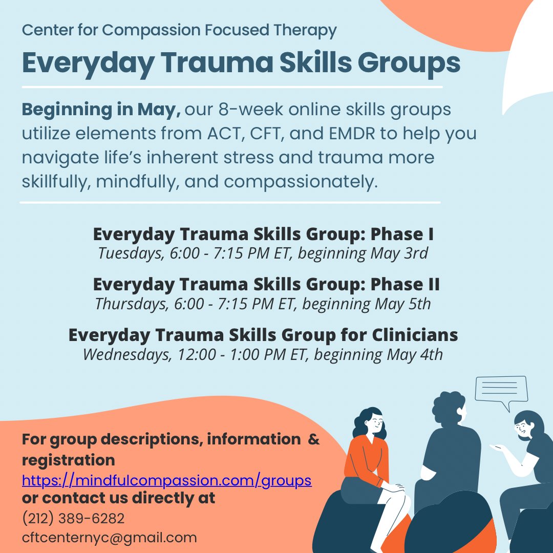 DennisTirchPhD's tweet photo. The Center for Compassion Focused Therapy is proud to announce new skills group options for people dealing with trauma - a problem for so many of us, today! https://t.co/1NyYS9gzJr https://t.co/RlxT9P09G8