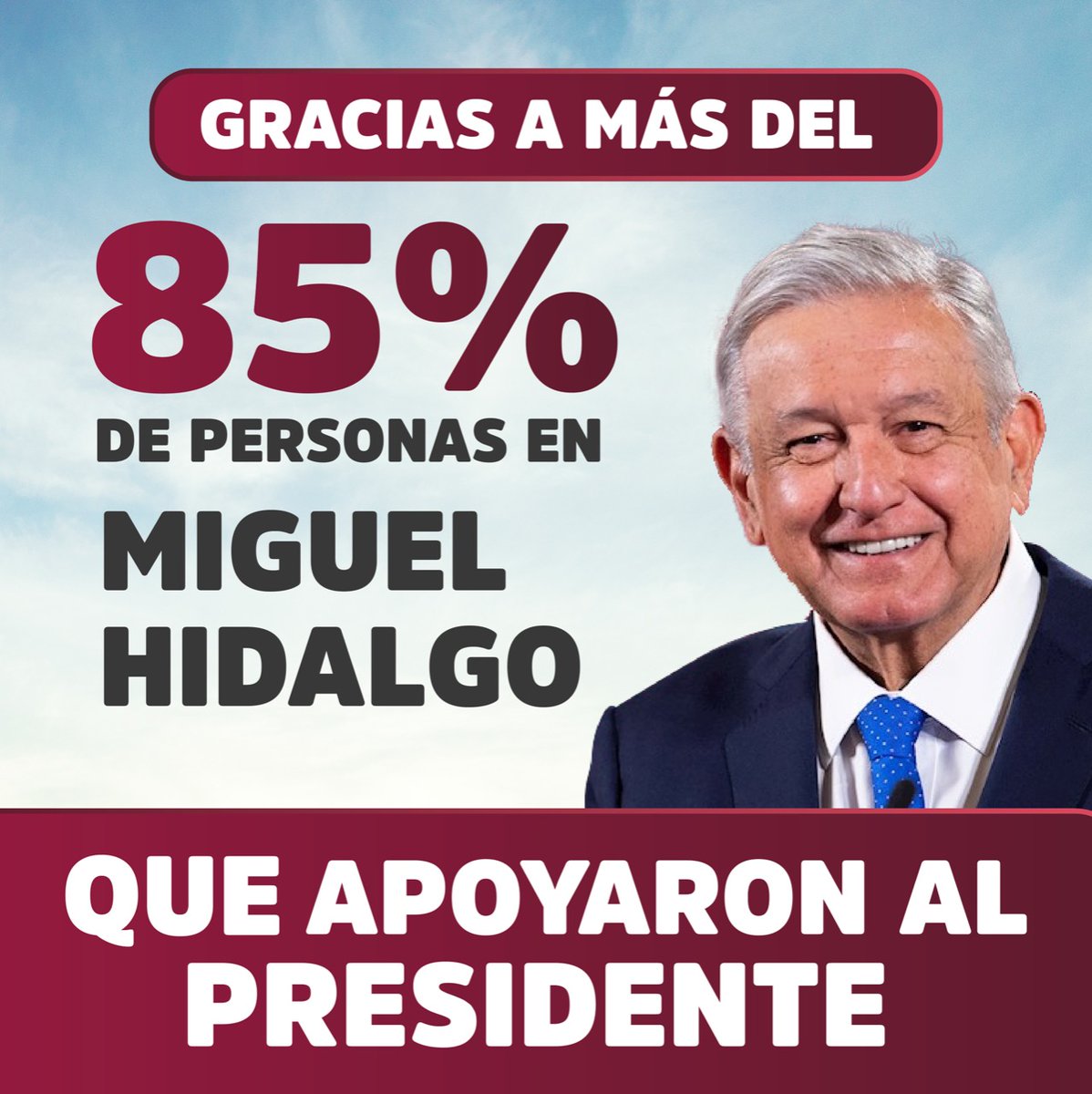vromog's tweet photo. Los números no mienten, más del 85% de las y los miguelhidalguenses siguen confiando en el Presidente @lopezobradror_ y en el proyecto de la #4T

#AMLOseQueda 
#VivalaDemocraciaParticipativa https://t.co/K49YVEpwCH