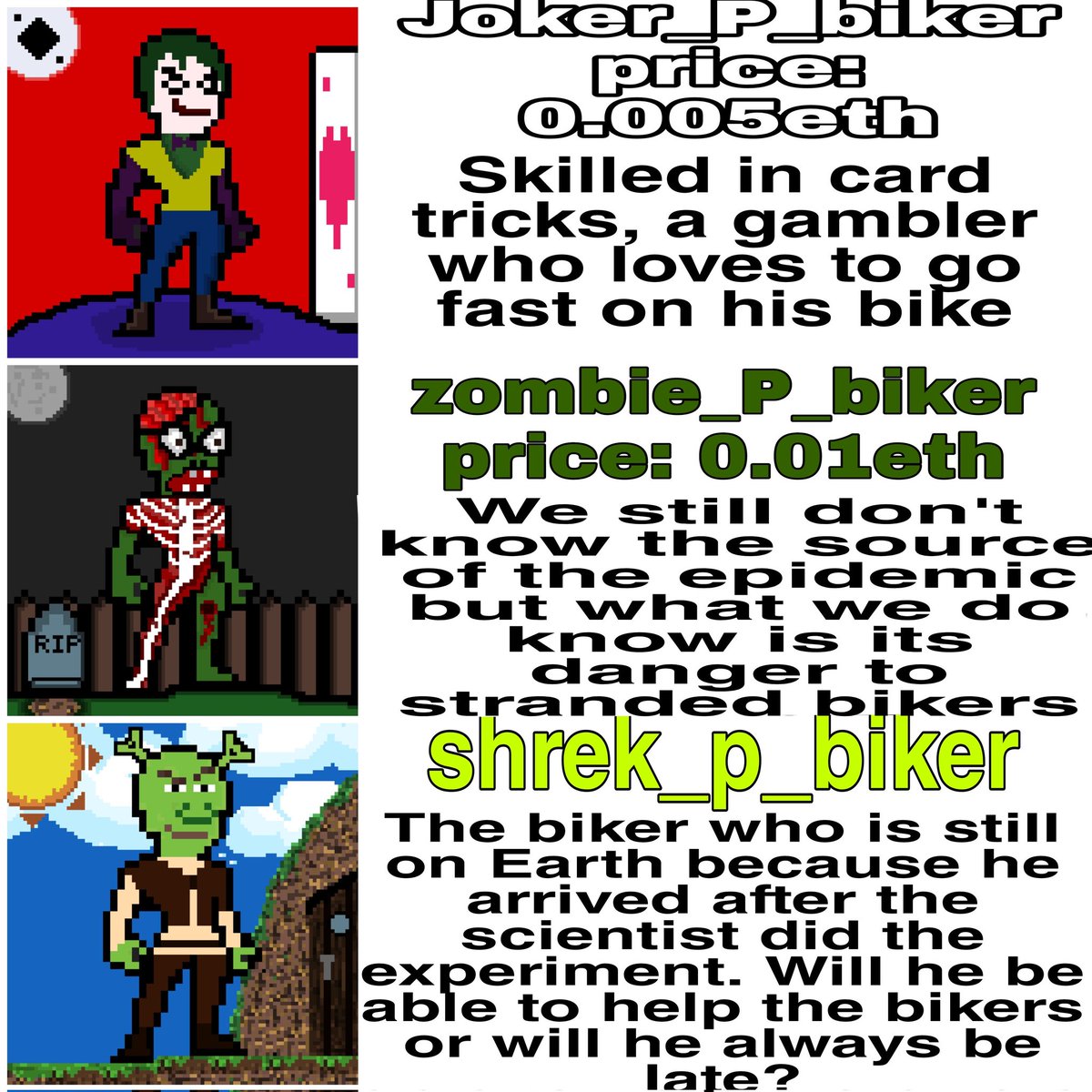 This is it. The story of the special pieces
Every biker will have a role in rescuing bikers stuck in the #PolygonNetwork
Follow me to find out who are the characters who will help save the bikers
Or help them by paying their ransom 
opensea.io/collection/sup…

#NFTCommunity #NFTs