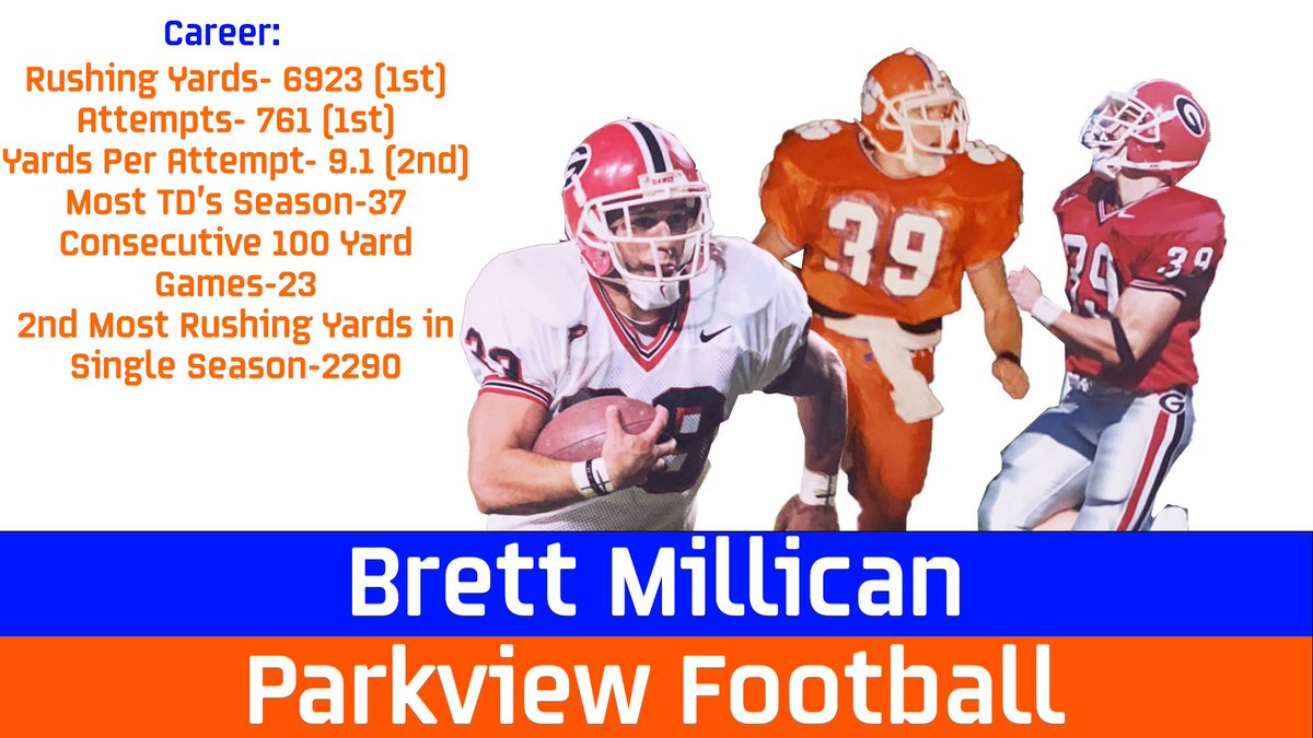 ParkviewFB's tweet photo. #HistoryMonday with the legend Brett Millican! Wrote the record book for rushing here at Parkview before a successful career at UGA!! #RBHIGH #ALLIN https://t.co/126m5NsCxK