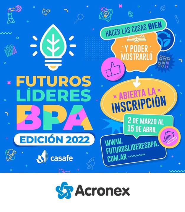 Buen día a todos! 

Por favor sumen a sus escuelas cercanas al concurso #FuturosLideresBPA 

ÚLTIMOS DÍAS PARA INSCRIBIR A TU ESCUELA! 📚🎒 No te quedes afuera del concurso Futuros Líderes BPA Edición 2022

👉🏼 Encontrá toda la información en futuroslideresBPA.com.ar
