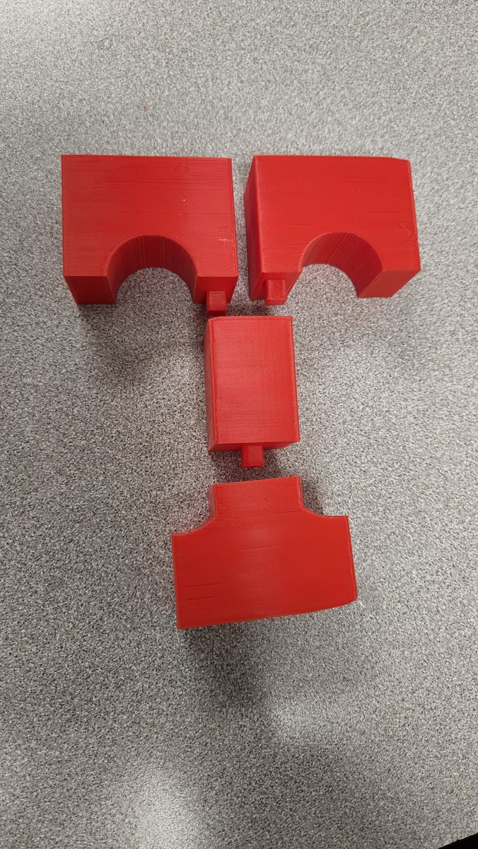 Gluckaneering's tweet photo. Intro students are learning about part tolerances. At the moment, the Tennessee "T" design has an INTERFERANCE fit, and can't be assembled! Back to the drawing board! (Too bad we don't have Tennessee orange!) @CCSCTE #DesignThinking https://t.co/ABOkUa4kIJ
