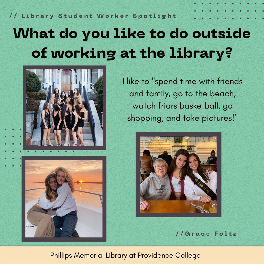 Library_PC's tweet photo. Happy Student Employment Appreciation Week!  Grace is a @FriarBiology and Women and Gender Studies major. She is a member of the @pc_biosociety and does Research with Dr. Arevalo. #ProvidenceCollege #ProvidenceCollegeLibrary #PC2025 #PC2024 #PC2023 #PC2022 #FriarTown #Providence https://t.co/dsoyq33yd6