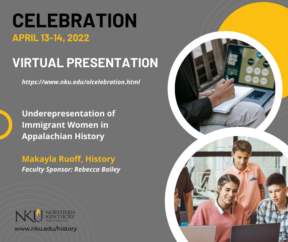 Coming up this week! April 13-14! View virtual history presentation as part of <a href="/nkucelebration/">NKU Celebration</a>! <a href="/NKUArtSci/">NKU Arts Sciences</a> <a href="/NKUISRCA/">ISRCA NKU</a> #experientiallearningweek #nku #appalachianhistory