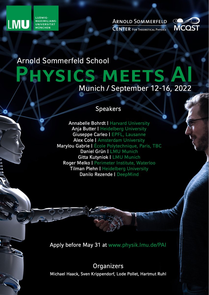 KrippendorfSven's tweet photo. Want to learn more about how AI and Physics connect? Come to our school in Munich the week before Oktoberfest. More details here: https://t.co/CTWMlCAC6G

@aBohrdt, @gppcarleo, @a_e_cole, @marylougab, @GittaKutyniok, @rgmelko, @DaniloJRezende

@lodepollet, @krippendorfsven https://t.co/oi8qbIVzNE