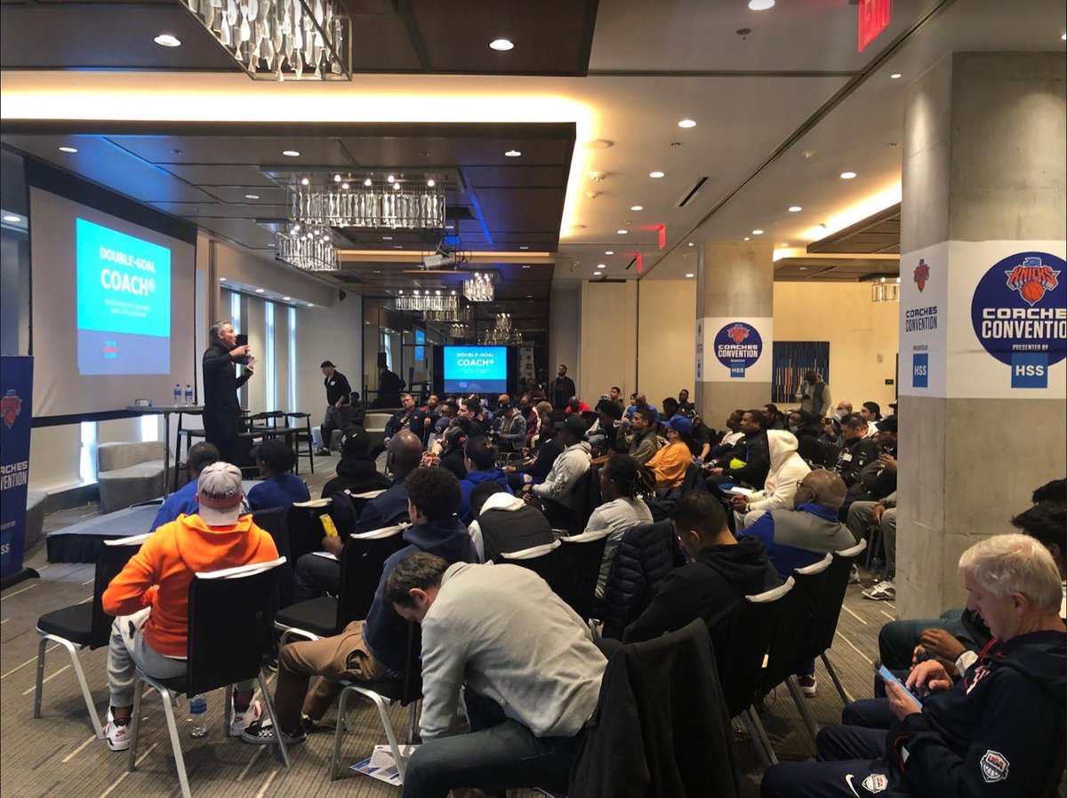 PositiveCoachUS's tweet photo. What a great weekend at the 1st ever @juniorknicks Coaches Conference presented by @HSpecialSurgery! Training sessions &amp; leadership trainings were led by PCA, @nyknicks, and @usabasketball. Coaches had the opportunity to learn and bond with fellow coaches &amp; alumni https://t.co/InmsvbncFP