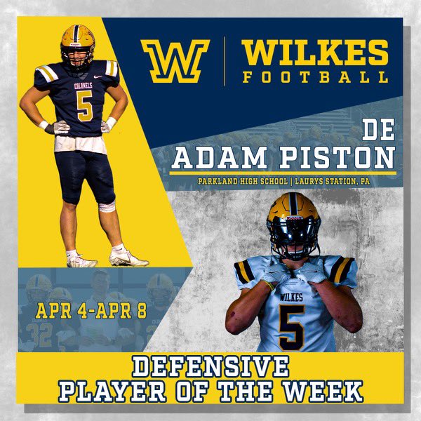 WilkesFootball's tweet photo. ✌️Weeks of Spring Practices in the books!

Leaders on the field and in the weight room this past week! 

Sr. DE Adam Piston, Parkland (PA)
So. RB Elijah Jules, Red Bank Catholic (NJ) https://t.co/lyc91oinr9