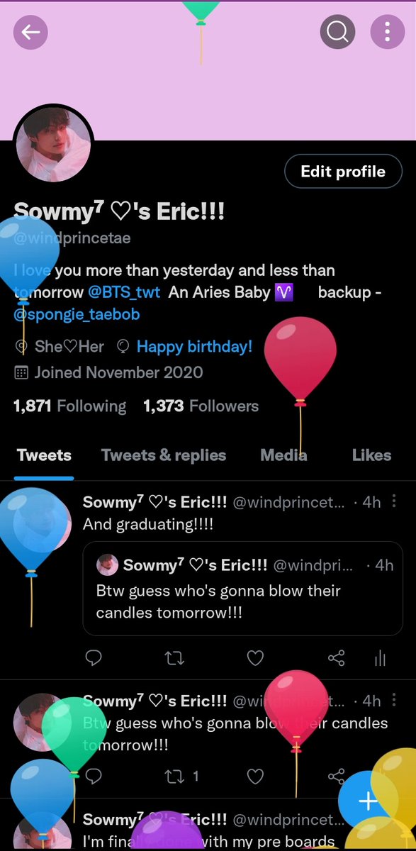 windprincetae's tweet photo. Guess who gave me balloons!!! https://t.co/q3cJ11kr39
