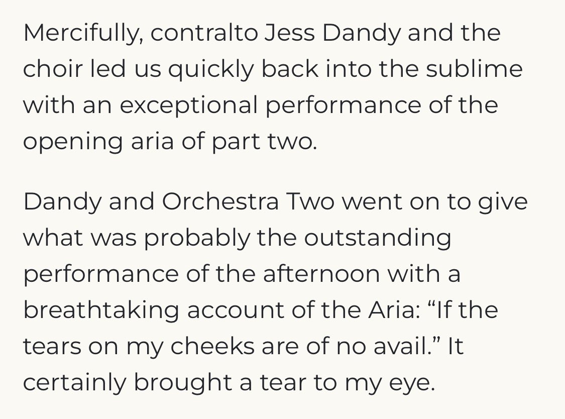 DandyJessica's tweet photo. Thank you to #petercollins for his lovely @NationCymru review of our #Bach #StMatthewPassion @stdavidshall @StDavidsCardiff @BBCNOW #harrybicket
The ‘mercifully’ refers to inappropriate interval scones
Hear it this Wed 13th April on @BBCRadio3 at 7pm https://t.co/SVtrKk40B1 https://t.co/gjTcx6ABLi