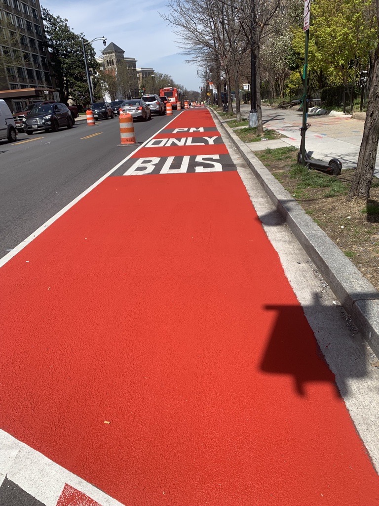 The 16th Street NW Bus Lanes are getting closer to reality! ✨ Crews are painting the bus lanes at 16th Street & Park Road NW #today. Here are some #views on the enhancement coming soon!