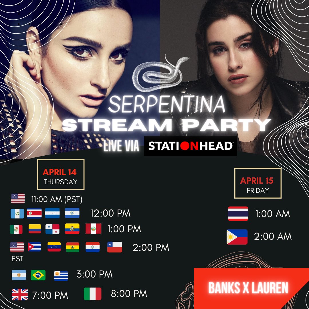 Banks_PHI's tweet photo. This is it🐍🐅

To celebrate Serpentina’s release, A  stream party will happen on April 14/15 organized by @ljsquadlatam  and the BANKS Tribe🐍 The event will happen via Station Head (@stationhead)

 Are you all excited?✨ More details to come☺️ https://t.co/okjhZqNGQZ
