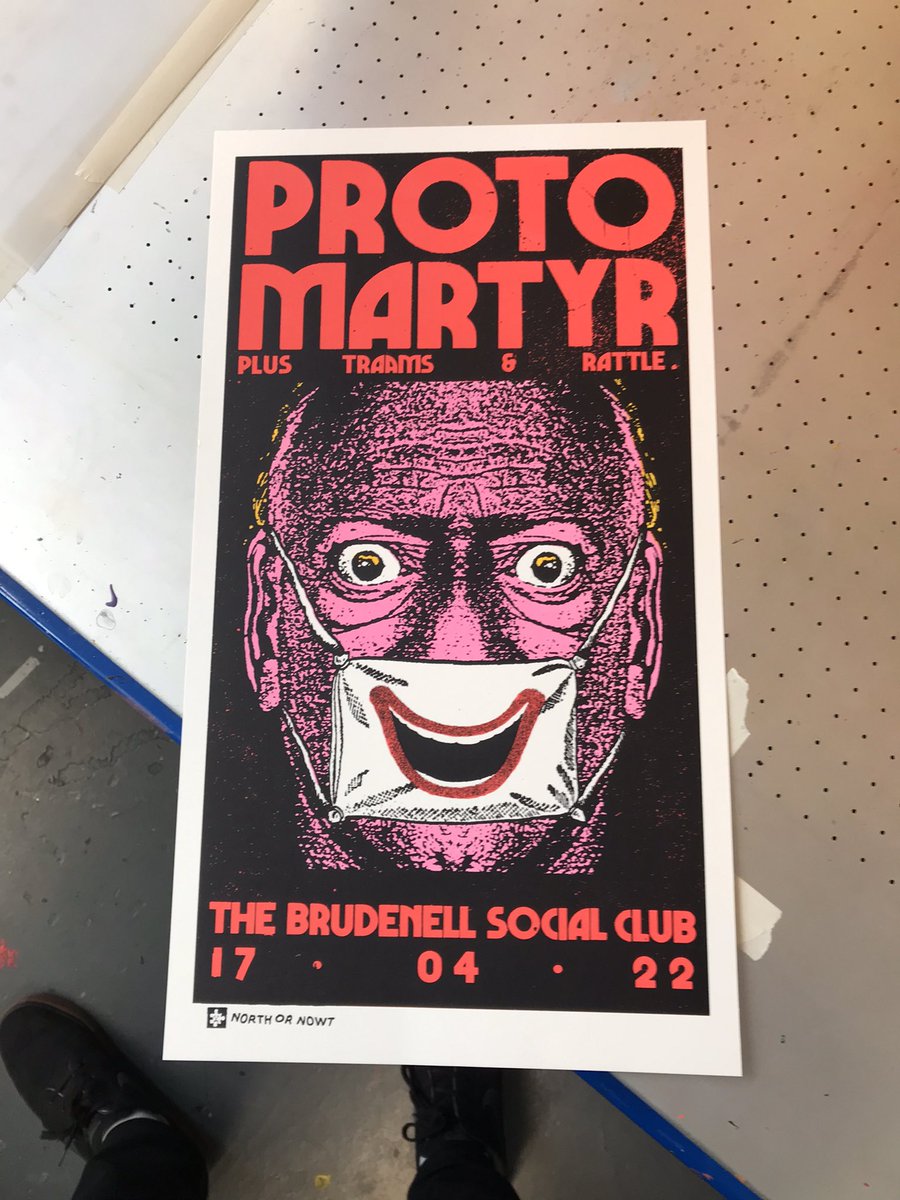 Super happy with this print and design we’ve done for @protomartyrband and their @Nath_Brudenell show this Sunday along with @TRA_AMS and #Rattle gonna be an awesome show