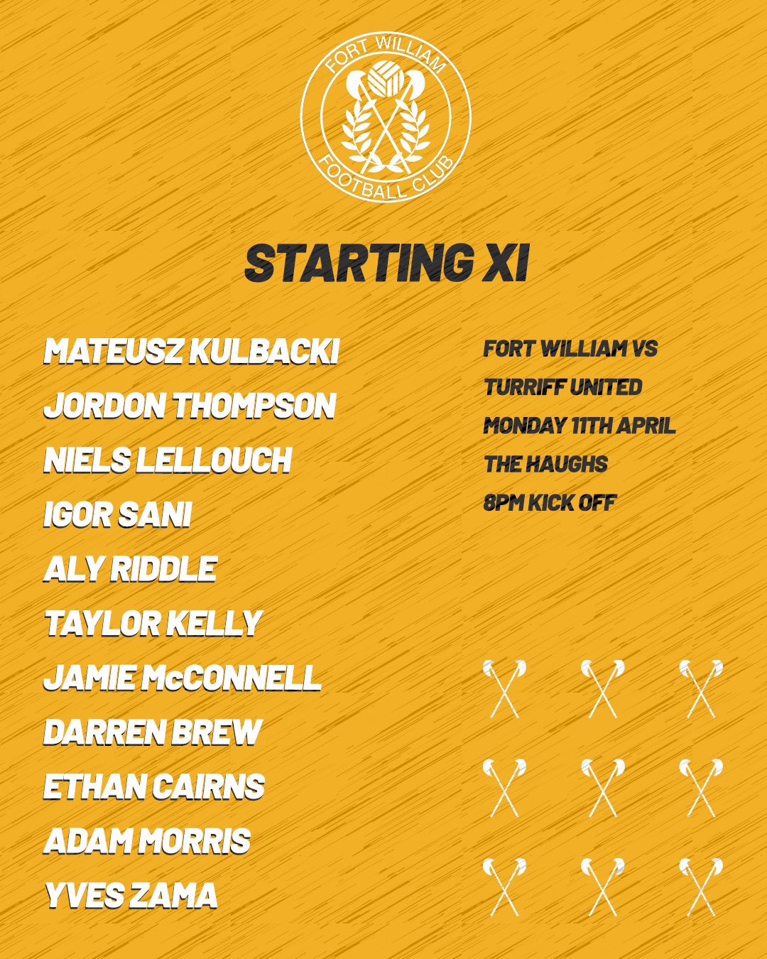 Fort William FC on Twitter "Tonight’s Fort William Starting Lineup 👇