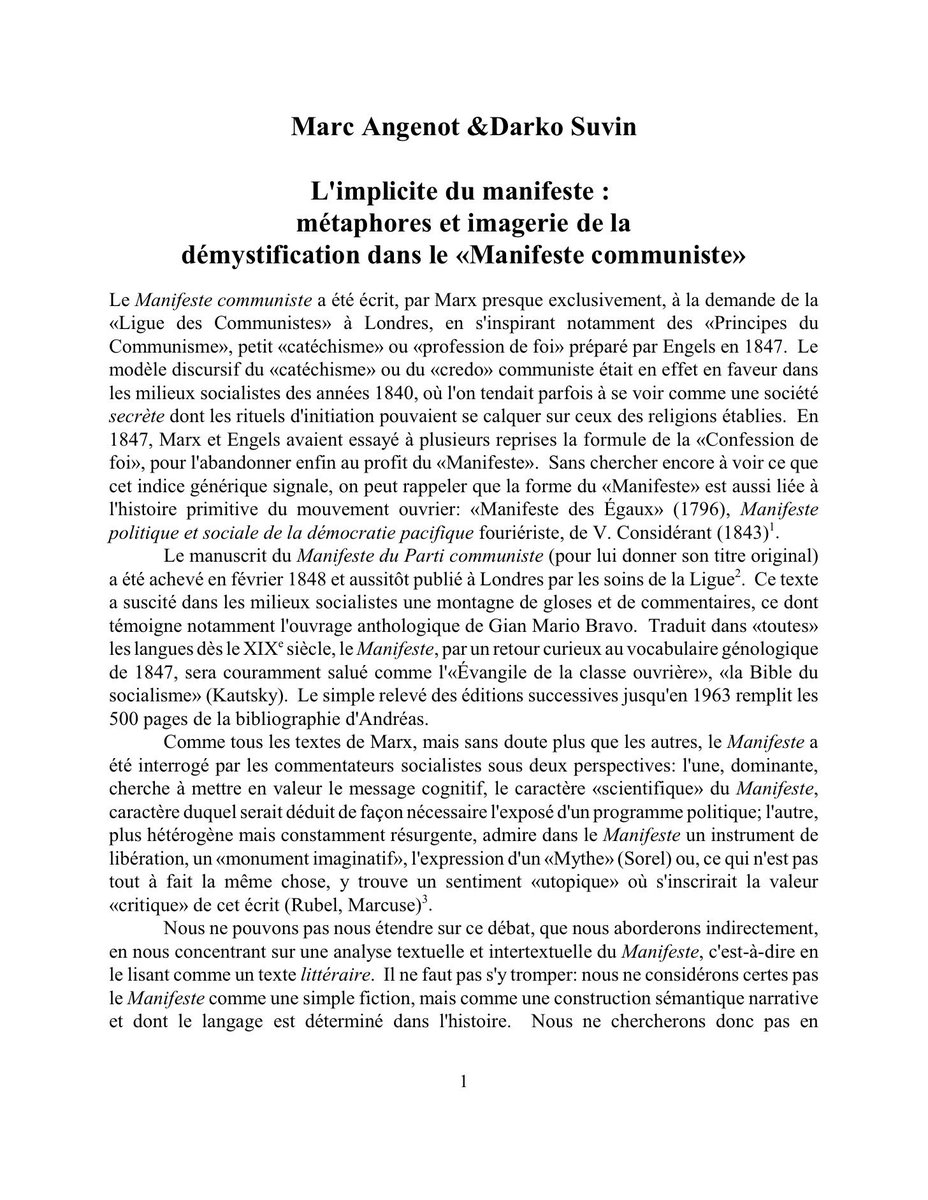 AngenotMarcel's tweet photo. Marc #Angenot &Darko #Suvin
L'implicite du manifeste :
#métaphores et imagerie de la
démystification dans le «#Manifeste communiste» https://t.co/cE3WmmCbIJ