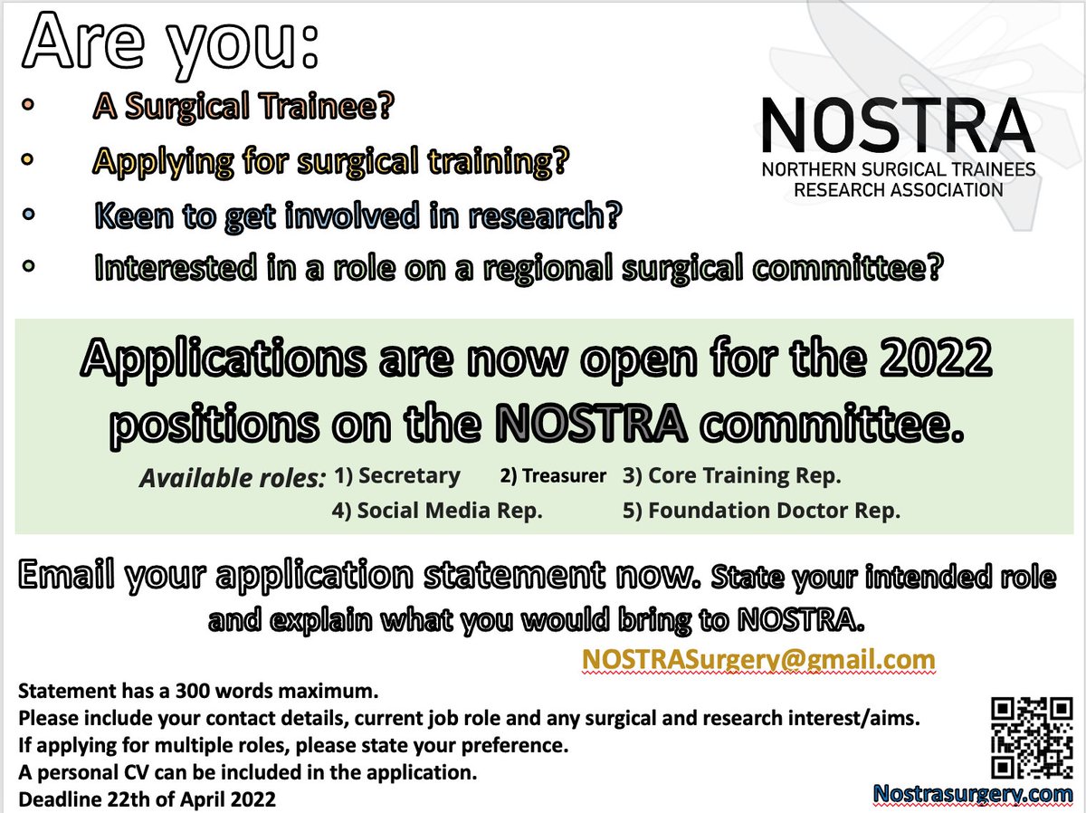 NOSTRA is recruiting!
Applications now open, submit your 300 word application before midnight on the 22th of April 2022