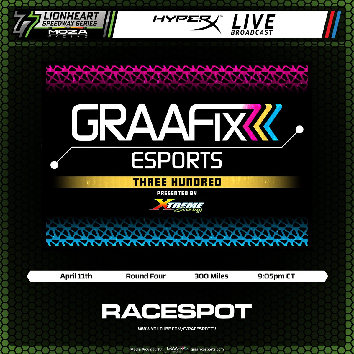 LionheartSeries's tweet photo. Tonight is Round 4 of the Lionheart Speedway Series Presented by @moza_racing  for the @graafixdesign  Three Hundred Presented by Xtreme Scoring.

https://t.co/vWfuiPAOrd

@hyperx

#iracing #dallardw12 #dw12 #dallara  #esports #esportsgaming #simracing #virtualracing #hyperx https://t.co/CkbjXgkdAa