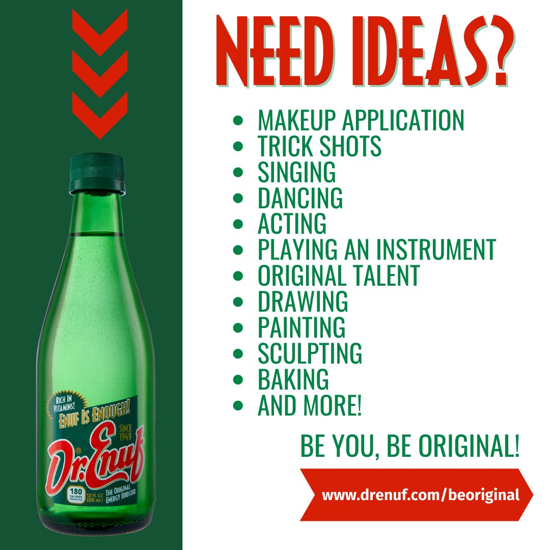 Want to win big for your school? Share what it means to you to be original by submitting a short video to drenuf.com/beoriginal for the chance to win the grand prize of $1,000 toward an event of your school's choice! 

drenuf.com/beoriginal