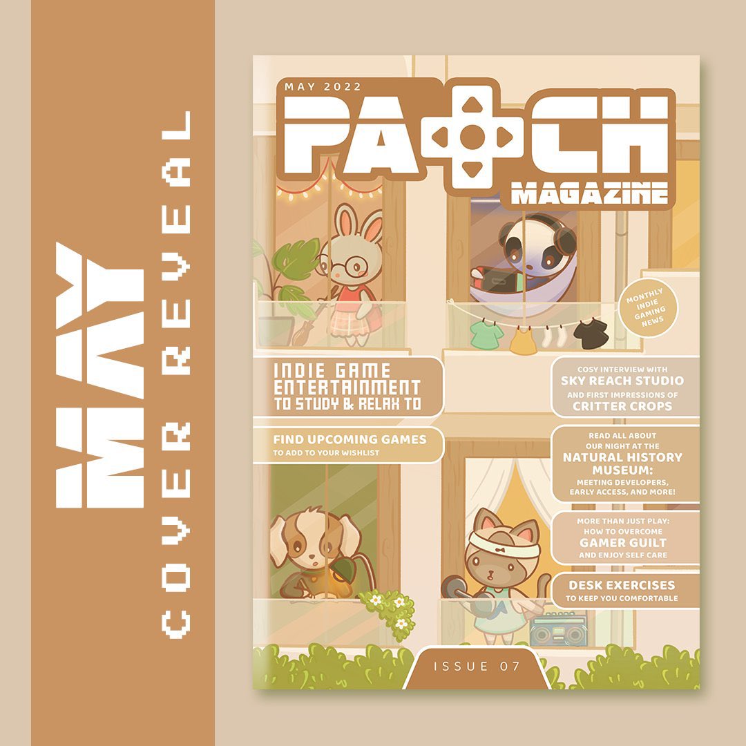 thepatchmag's tweet photo. 🤍 MAY COVER REVEAL 🤍
Isn't this cover the cutest?

Who's excited?! Don't forget to subscribe at https://t.co/E8yZ1Y2tlU so you can snag next month’s issue 😉

#indiegaming #indiegames #cozygaming #cozygames #indiegamedev #gamingcommunity https://t.co/julbm6vcri