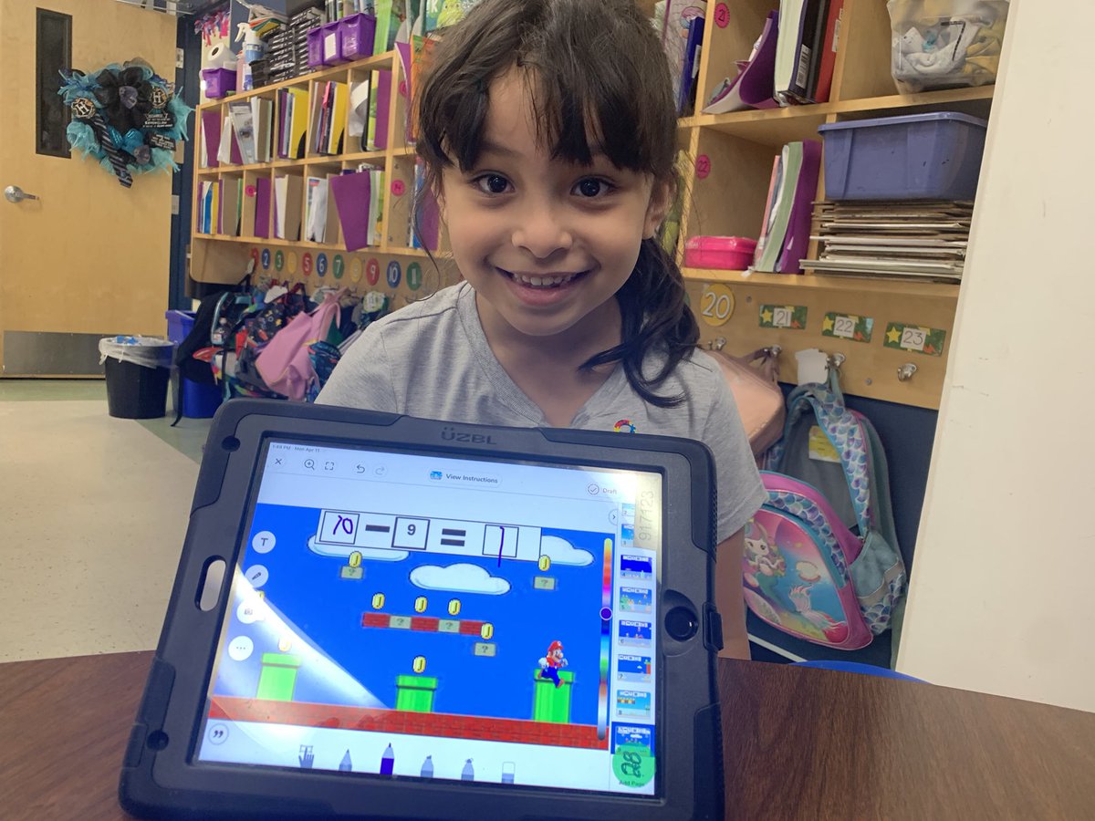 grechterman's tweet photo. Connecting subtraction to their video games! Everyone loves helping Mario gain and lose coins!  @NISDForester #nisdmath @NisdBILESL @Seesaw https://t.co/7m0YGncP4A