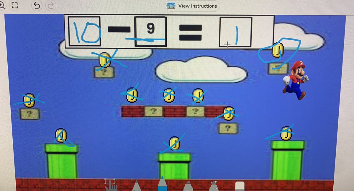 grechterman's tweet photo. Connecting subtraction to their video games! Everyone loves helping Mario gain and lose coins!  @NISDForester #nisdmath @NisdBILESL @Seesaw https://t.co/7m0YGncP4A
