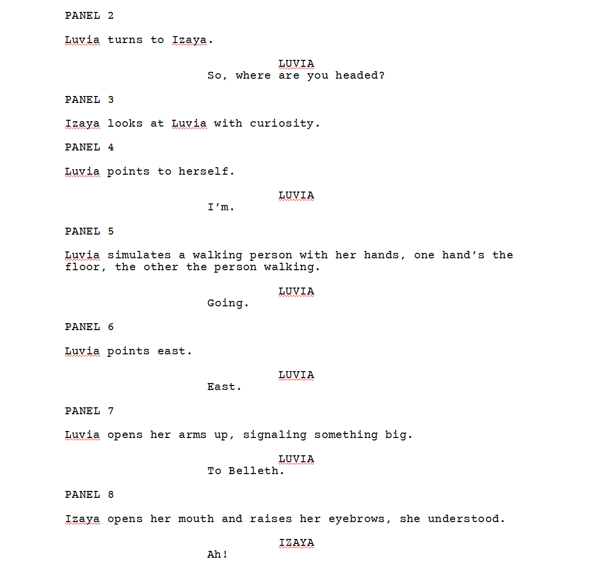 Nef_Arius's tweet photo. Luvia and Izaya, Astral Effigy's protagonists, struggle with communication early on due to their language barrier.

Yet, they manage to bond by actions and events. I'm enjoying creating this A LOT.

#WritingCommunity #scriptwriting #indiecomics 
#webcomics #Scriptsamples https://t.co/kHlLpbyzbl