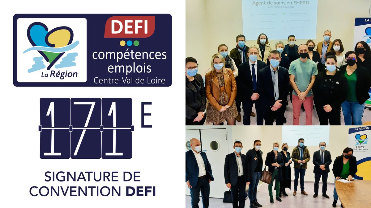 #Emploi 🏢
✍️ Signature à #Chinon par la Conseillère régionale Isabel Teixeira d'une convention DEFI pour la formation de 14 demandeurs d'emploi au métier d'agent de soins, qui seront ensuite recrutés par les entreprises partenaires 🥼

1/3 ⤵️