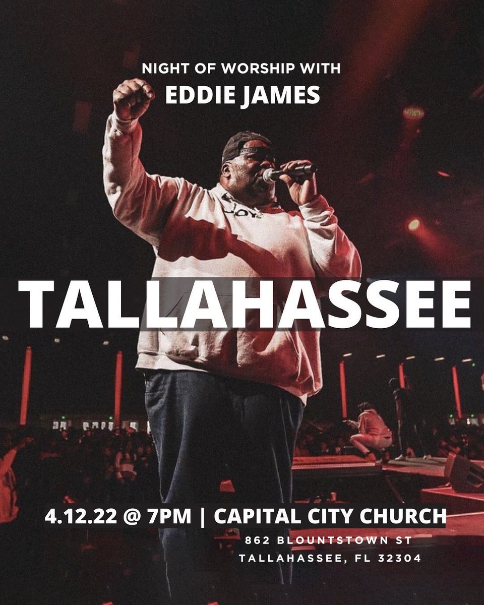 pamolsen's tweet photo. Join us Tuesday, April 12, for a powerful night of worship with Eddie James! We will be lifting the Name of Jesus high in the Capital City of Florida! https://t.co/QPsoIr3inf