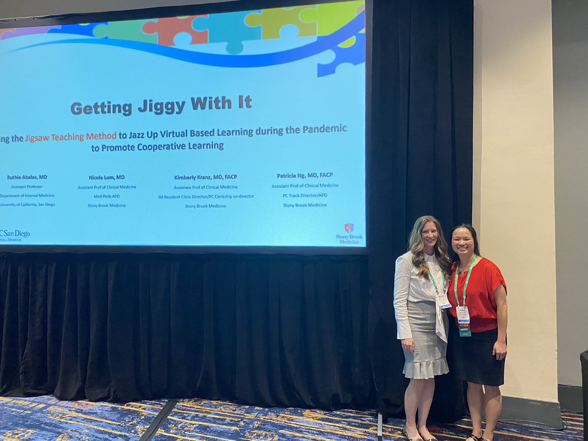 DrPattyNg's tweet photo. Loved teaching #ChiefResidents about the #JigsawTeachingMethod with my @SBInternalMed #primarycare track grad/CMR alum! @sbudeptofmed @AAIMOnline #AIMW22 https://t.co/FbfmyXQ41n